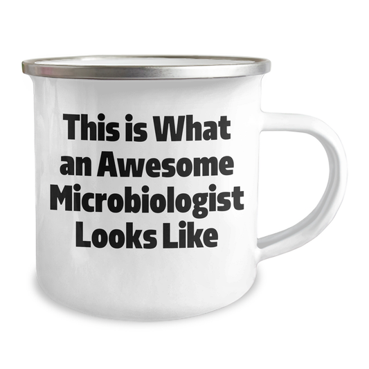 Funny Microbiologist Gifts for Him This Is What An Awesome Microbiologist Looks Like Stainless Steel Camping Mug from Family, Gifts for Microbiologist Dad, Unique Father's Day Present - Image 2