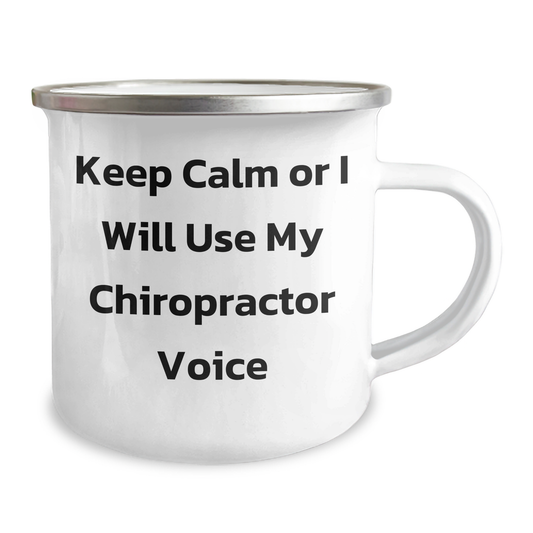 Funny Chiropractor Gifts from Men for Father's Day, Camping Mug with 'Keep Calm Or I Will Use My Chiropractor Voice', Unique Chiropractor Champs, Gifts for Chiropractors, Dad's Special Day - Image 2