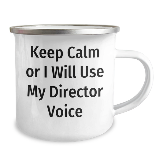 Funny Director Gifts from Friends and Family - Keep Calm Or I Will Use My Director Voice Camping Mug for Father's Day - Image 2