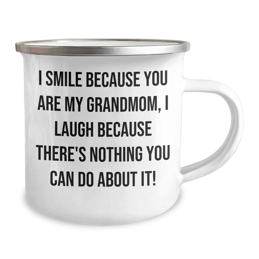 Funny Grandmom Gifts from Family, I Smile Because You Are My Grandmom, Unique Camping Mug for Graduation - Image 2