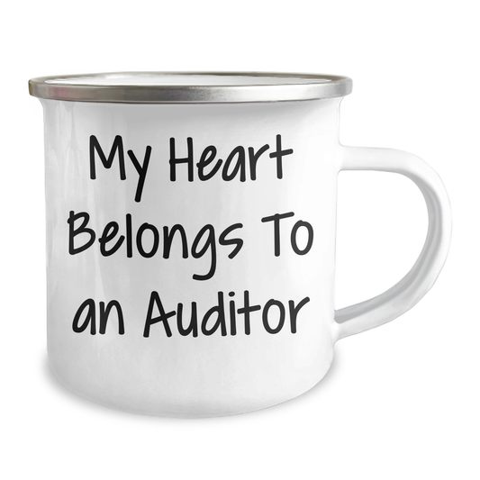 Funny Auditor Gifts, My Heart Belongs To An Auditor, Graduation Unique Gifts for Auditor Friends, Camping Mug from Family, 12 oz Stainless Steel - Image 2