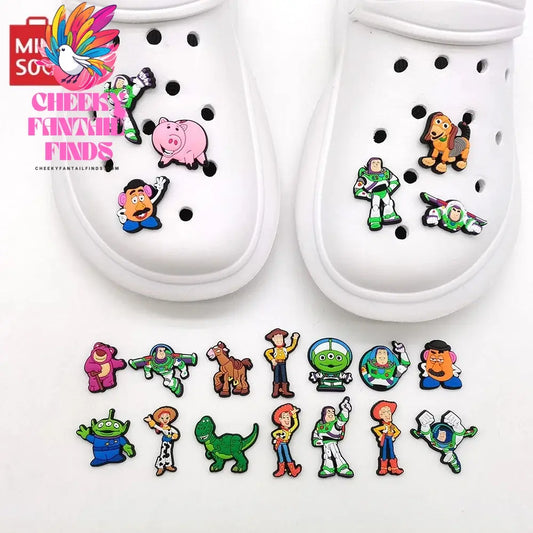 CCF 1-20Pcs Cartoon Buzz Lightyear Shoes Buckle Cute Cartoon Diy Shoes Decoration Shoes Charm Accessories Summer Sandals Clog Cheeky Fantail Finds