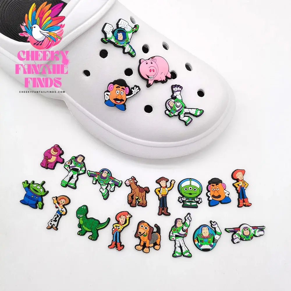 CCF 1-20Pcs Cartoon Buzz Lightyear Shoes Buckle Cute Cartoon Diy Shoes Decoration Shoes Charm Accessories Summer Sandals Clog Cheeky Fantail Finds