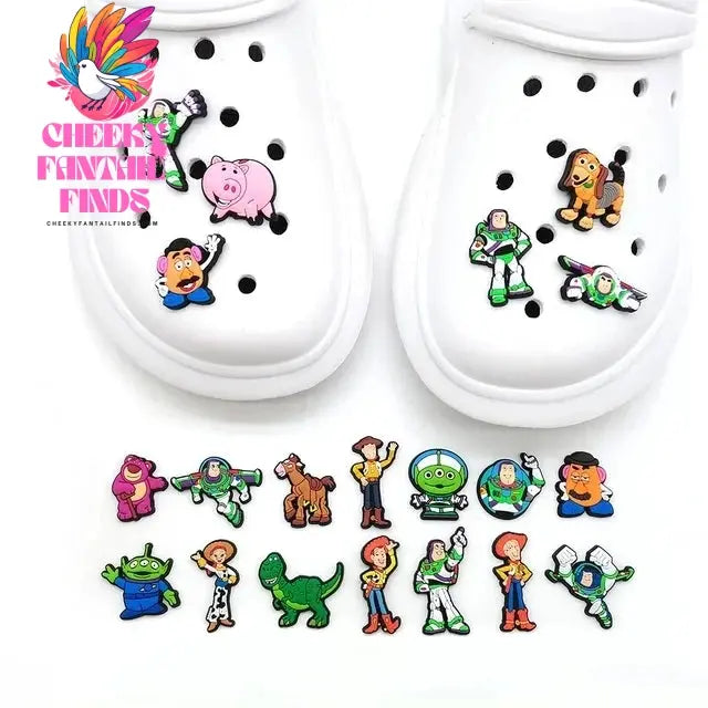 CCF 1-20Pcs Cartoon Buzz Lightyear Shoes Buckle Cute Cartoon Diy Shoes Decoration Shoes Charm Accessories Summer Sandals Clog Cheeky Fantail Finds