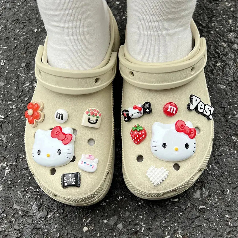 CCF 1 Set Lovely Hello Kitty Shoes Accessories Women Girls Sandals Garden Shoe Buckle Decorations Fit Charm DIY Birthday Gift Cheeky Fantail Finds