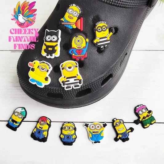 CCF 12pcs/set Cartoon Despicable Me Shoe Charms PVC Cheeky Fantail Finds