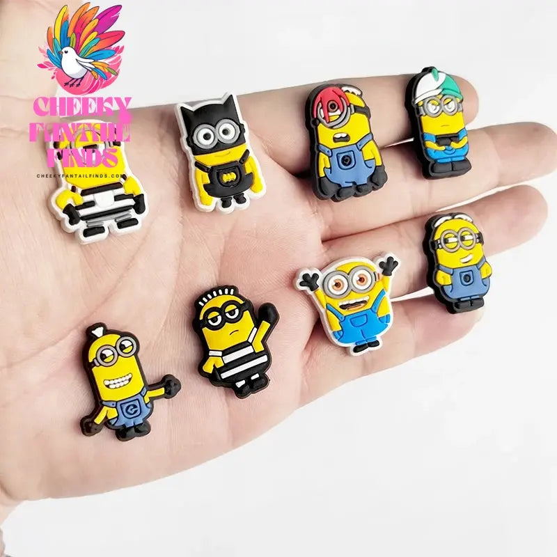CCF 12pcs/set Cartoon Despicable Me Shoe Charms PVC Cheeky Fantail Finds