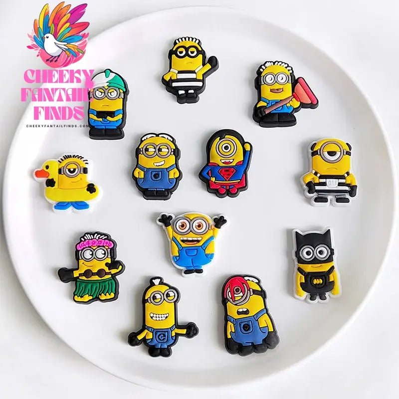 CCF 12pcs/set Cartoon Despicable Me Shoe Charms PVC Cheeky Fantail Finds