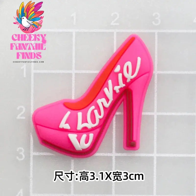 CCF 20P Cute Cartoon PVC Pink Fashion Barbie Shoe Flowers DIY Hole Shoes Sandals Charm Shoes Accessories Party Festival Gifts Cheeky Fantail Finds