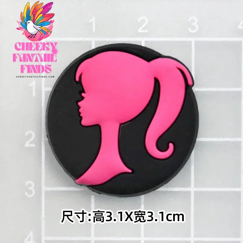 CCF 20P Cute Cartoon PVC Pink Fashion Barbie Shoe Flowers DIY Hole Shoes Sandals Charm Shoes Accessories Party Festival Gifts Cheeky Fantail Finds