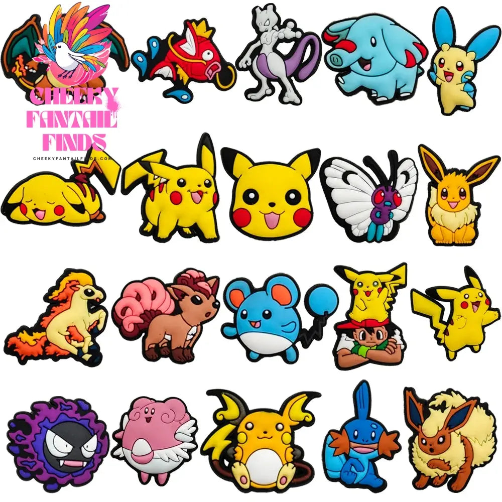 CCF 25 sets Cartoon Anime Shoe Charms Accessories PVC Shoe Decrations Wristband Buckle Kids X-mas Gifts Cheeky Fantail Finds