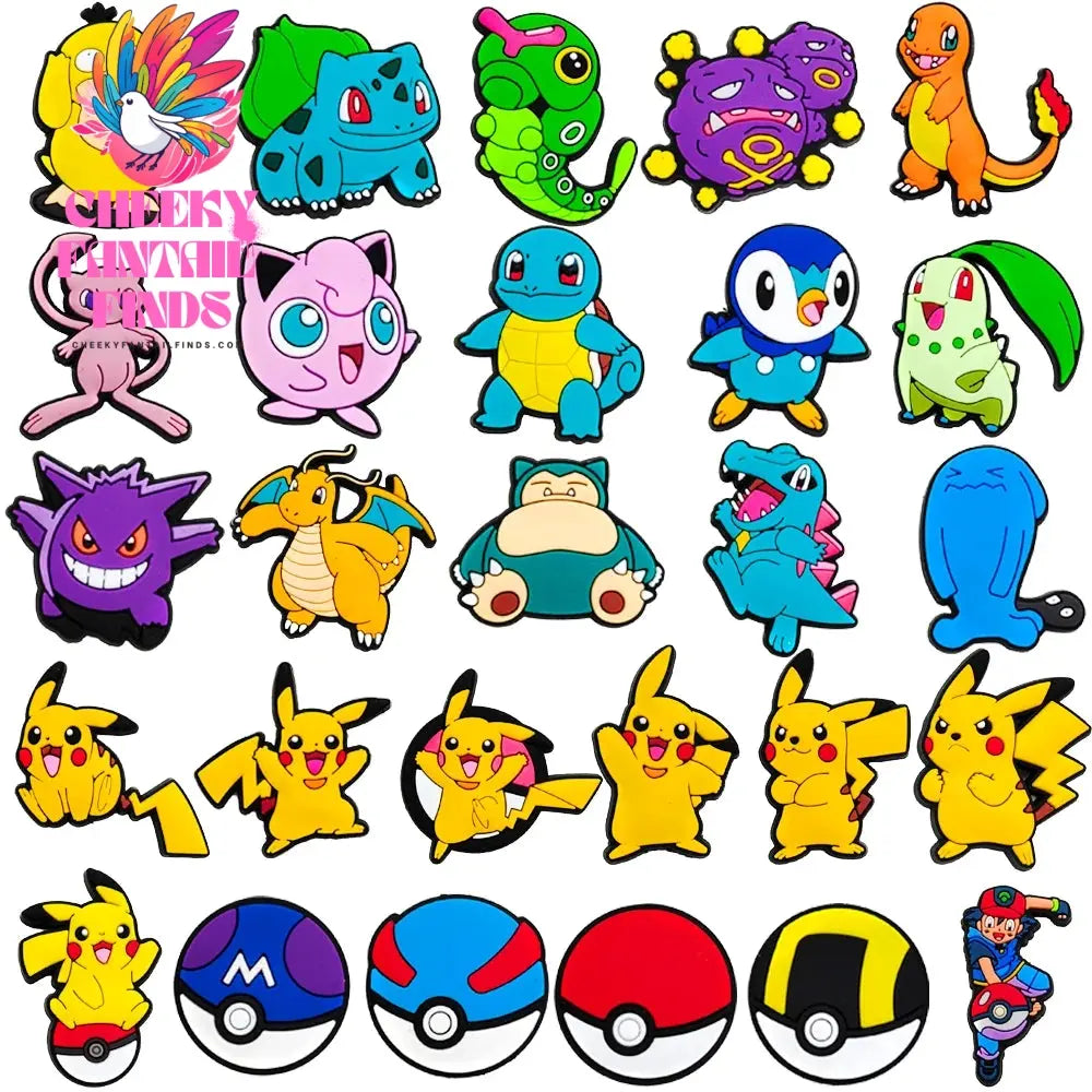 CCF 25 sets Cartoon Anime Shoe Charms Accessories PVC Shoe Decrations Wristband Buckle Kids X-mas Gifts Cheeky Fantail Finds