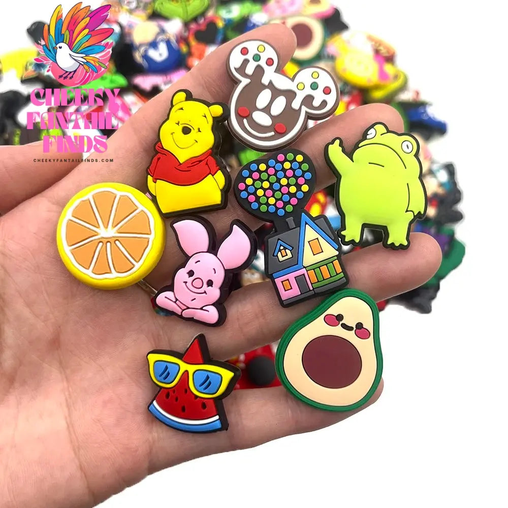 CCF 30-100PCS Random Mixed Shoe Charms PVC Cartoon Shoes Accessories DIY Clog Sandal Buckle Kids Gift Cheeky Fantail Finds
