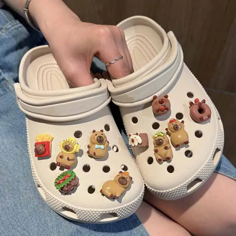 CCF Capybara Set Shoes Accessories Charming Cartoon Animal Shoe Buckles DIY Soft Adhesive Adults Creative Gift Cheeky Fantail Finds