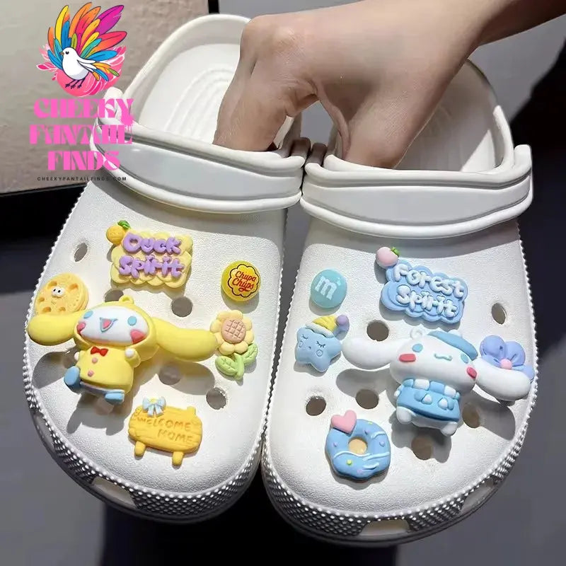 CCF Cartoon Cinnamoroll Shoe Accessories Set Cinnamoroll Melody 3D Decoration Birthday Gift Cheeky Fantail Finds