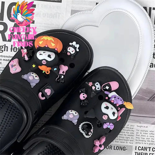 CCF Cartoon Cute Purple Kuromi Shoe Decoration 3D Trendy Detachable DIY Charm Girl Sandals Buckle Children's Party Gift Cheeky Fantail Finds
