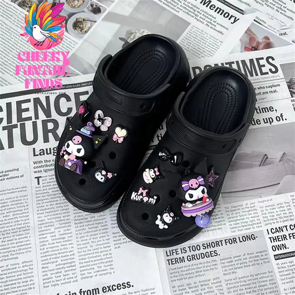 CCF Cartoon Cute Purple Kuromi Shoe Decoration 3D Trendy Detachable DIY Charm Girl Sandals Buckle Children's Party Gift Cheeky Fantail Finds