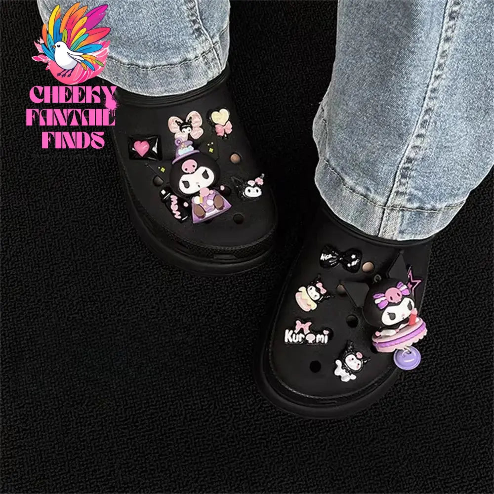 CCF Cartoon Cute Purple Kuromi Shoe Decoration 3D Trendy Detachable DIY Charm Girl Sandals Buckle Children's Party Gift Cheeky Fantail Finds