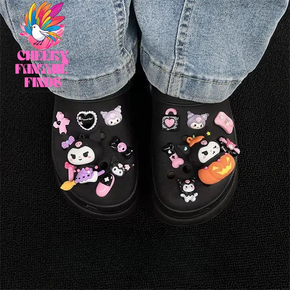 CCF Cartoon Cute Purple Kuromi Shoe Decoration 3D Trendy Detachable DIY Charm Girl Sandals Buckle Children's Party Gift Cheeky Fantail Finds