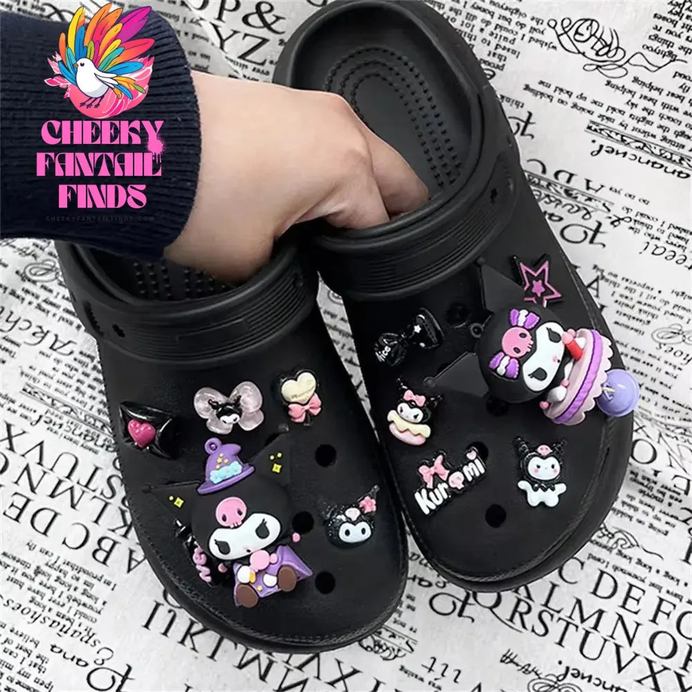 CCF Cartoon Cute Purple Kuromi Shoe Decoration 3D Trendy Detachable DIY Charm Girl Sandals Buckle Children's Party Gift Cheeky Fantail Finds