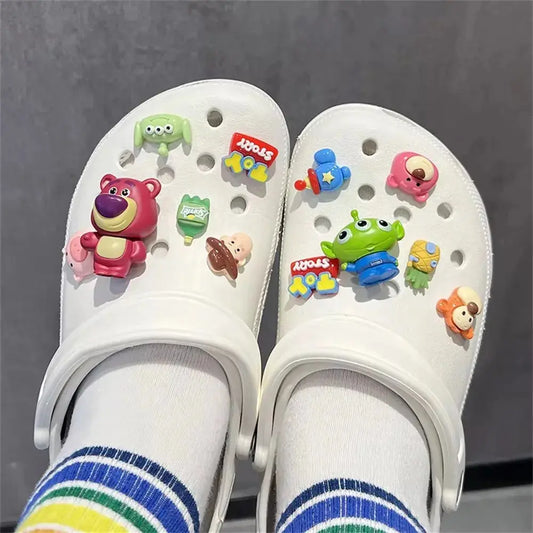 CCF Toy Mobilization Charm Shoes with 3D Strawberry Bear Three Eyes Zaichuang DIY Wooden Clogs Children's Sandals Accessories Cheeky Fantail Finds