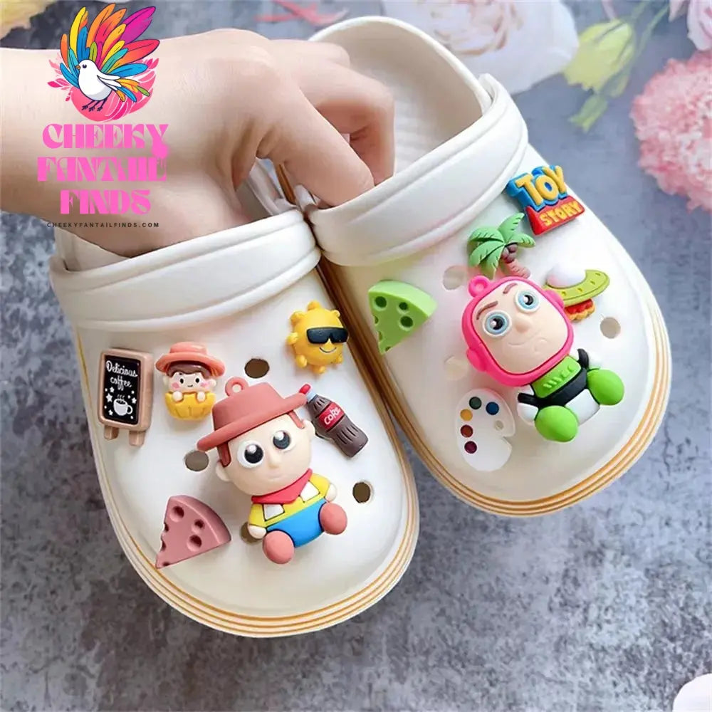 CCF Toy Mobilization Charm Shoes with 3D Strawberry Bear Three Eyes Zaichuang DIY Wooden Clogs Children's Sandals Accessories Cheeky Fantail Finds