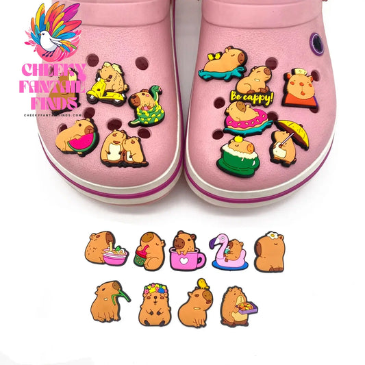 Capybara Animal Cartoon Cute Shoe Charms for Clogs Sandals Decoration Shoe Accessories Charms for Friends Gifts Cheeky Fantail Finds