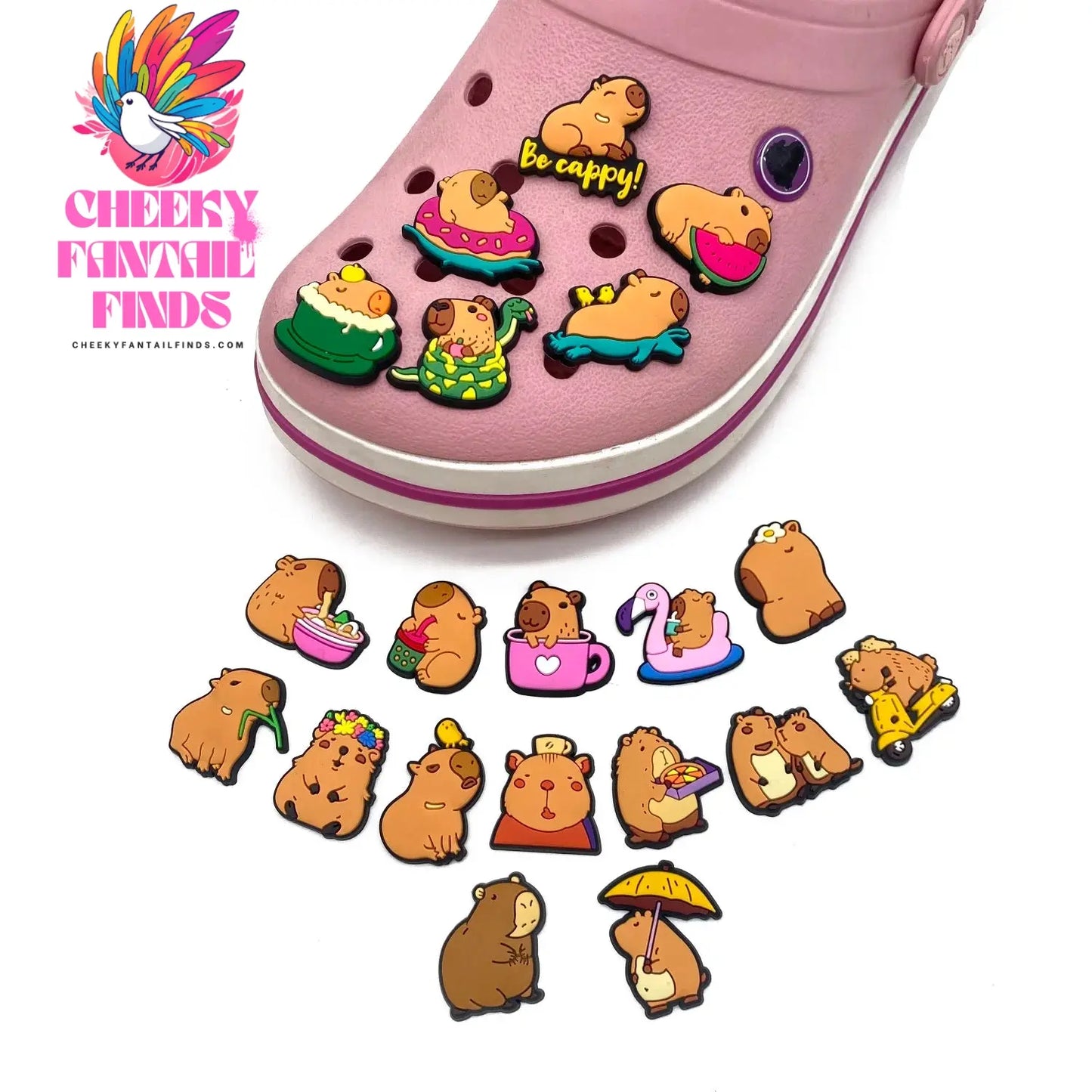 Capybara Animal Cartoon Cute Shoe Charms for Clogs Sandals Decoration Shoe Accessories Charms for Friends Gifts Cheeky Fantail Finds