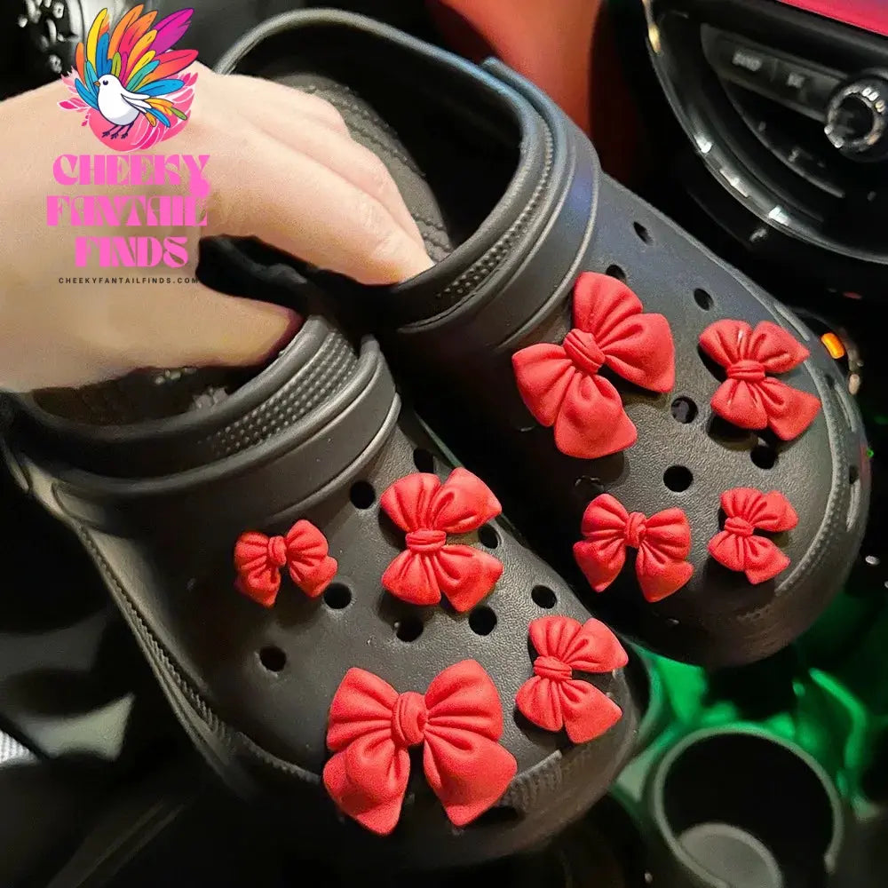Cartoon Bow Tie Hole Shoe Charms Decorations Cute Rubber Purple Tie Shoe Flower Shoes Buckle DIY 3D Hole Shoe Accessories Cheeky Fantail Finds