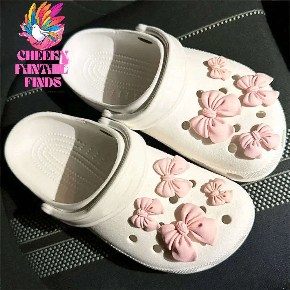 Cartoon Bow Tie Hole Shoe Charms Decorations Cute Rubber Purple Tie Shoe Flower Shoes Buckle DIY 3D Hole Shoe Accessories Cheeky Fantail Finds