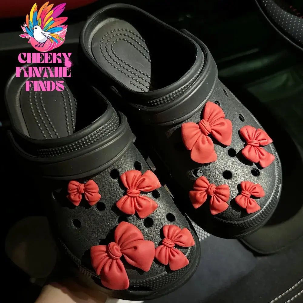 Cartoon Bow Tie Hole Shoe Charms Decorations Cute Rubber Purple Tie Shoe Flower Shoes Buckle DIY 3D Hole Shoe Accessories Cheeky Fantail Finds