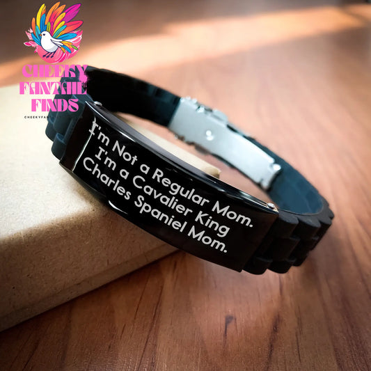 Cavalier King Charles Spaniel Dog Mom Funny Quote Glide lock Clasp Black Stainless Steel Adjustable Gift for Men from Friends - Image 2