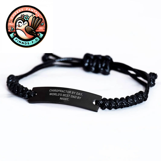 Chiropractor Gifts, Funny Quote Rope Bracelets, Gifts from Family to Father's Day Chiropractor, Unique Men's Accessories, Engraved Black Stainless Steel - Image 2