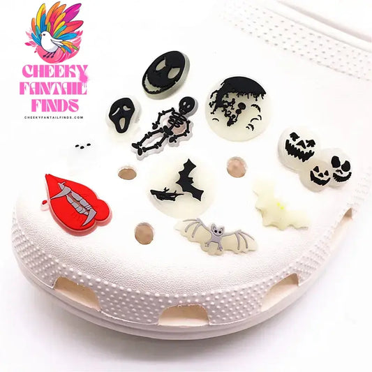 Christmas Nightmare PVC Shoe Charms Luminous Vampire Bat Sandals Accessories Ghost Pumpkin Shoe Decorations Halloween Kids Gifts Cheeky Fantail Finds
