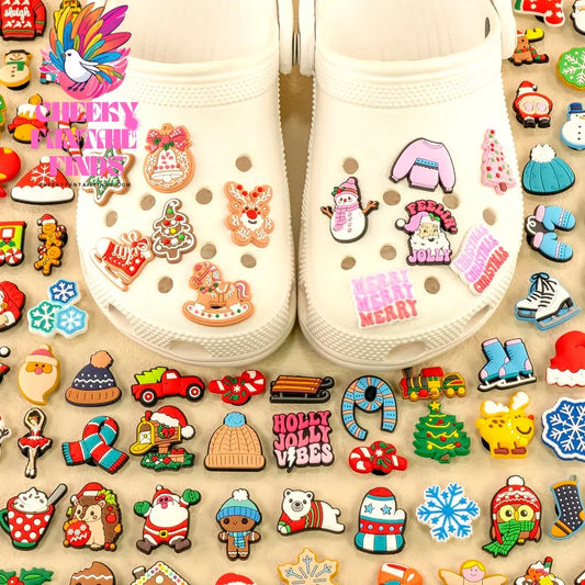 Christmas Shoe Charms for Kids Women Men Santa Christmas Pins Hat Sock Deer Jingle Bell Party Shoe Accessories Decorations Gift - Cheeky Fantail Finds