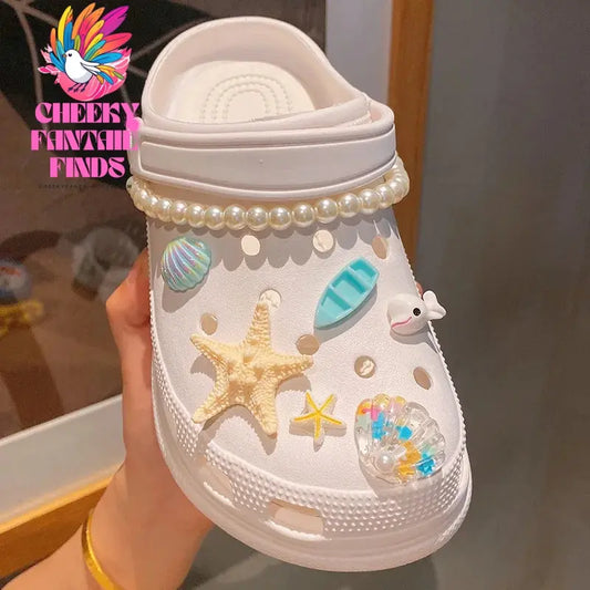 Cool Summer Beach Style Hole Shoes Shoe Charms Accessories Shoe Buckle Ocean World Starfish Crab DIY Shoes Decorations Cheeky Fantail Finds