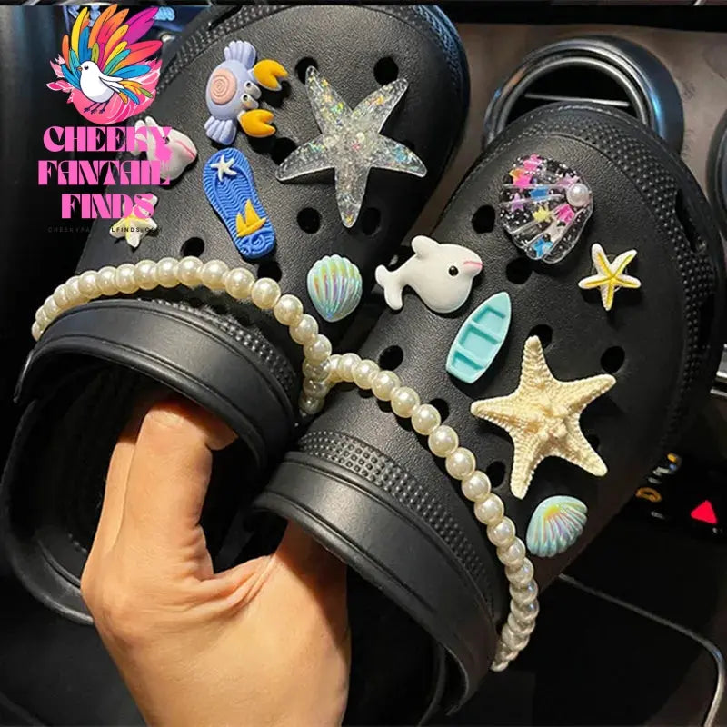 Cool Summer Beach Style Hole Shoes Shoe Charms Accessories Shoe Buckle Ocean World Starfish Crab DIY Shoes Decorations Cheeky Fantail Finds