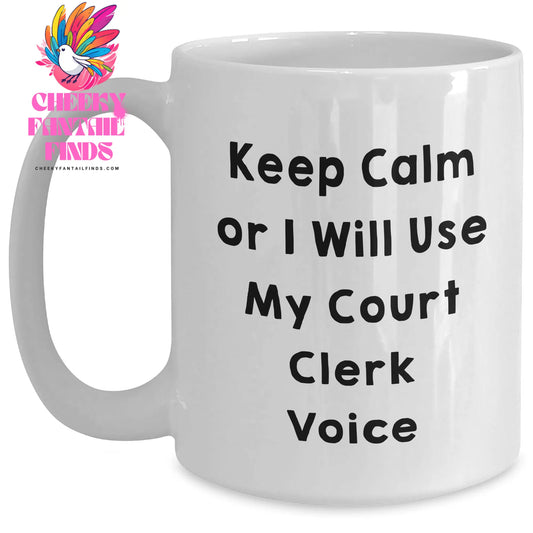 Court Clerk Humor White Coffee Mug, Funny Gifts from Friends, Family, or Coworkers for Dad's Father's Day - Main