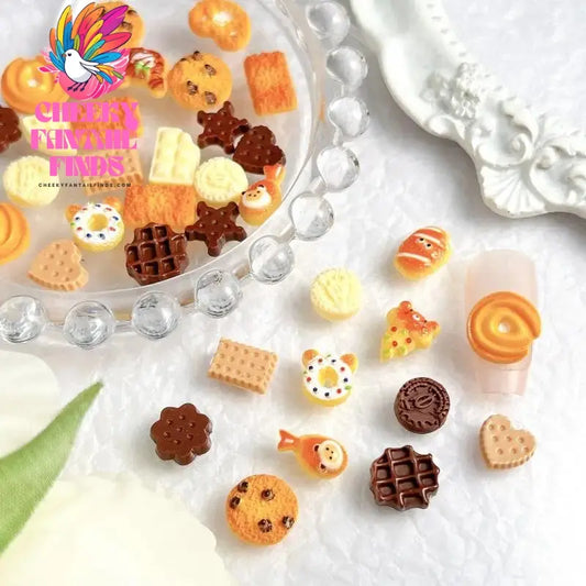 Creative Bear Ice Cream Chocolate Nail Art Accessories Cute Simulated Smile Sandwich Star Biscuit Dessert Nail Charms DIY Nails Cheeky Fantail Finds