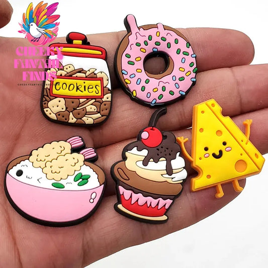Cute 1-20Pcs Food Drink Dessert Coffee Shoe Charms Garden Accessories Buckle Fit Clogs Sandals Pins Decorate Kids Gift Cheeky Fantail Finds