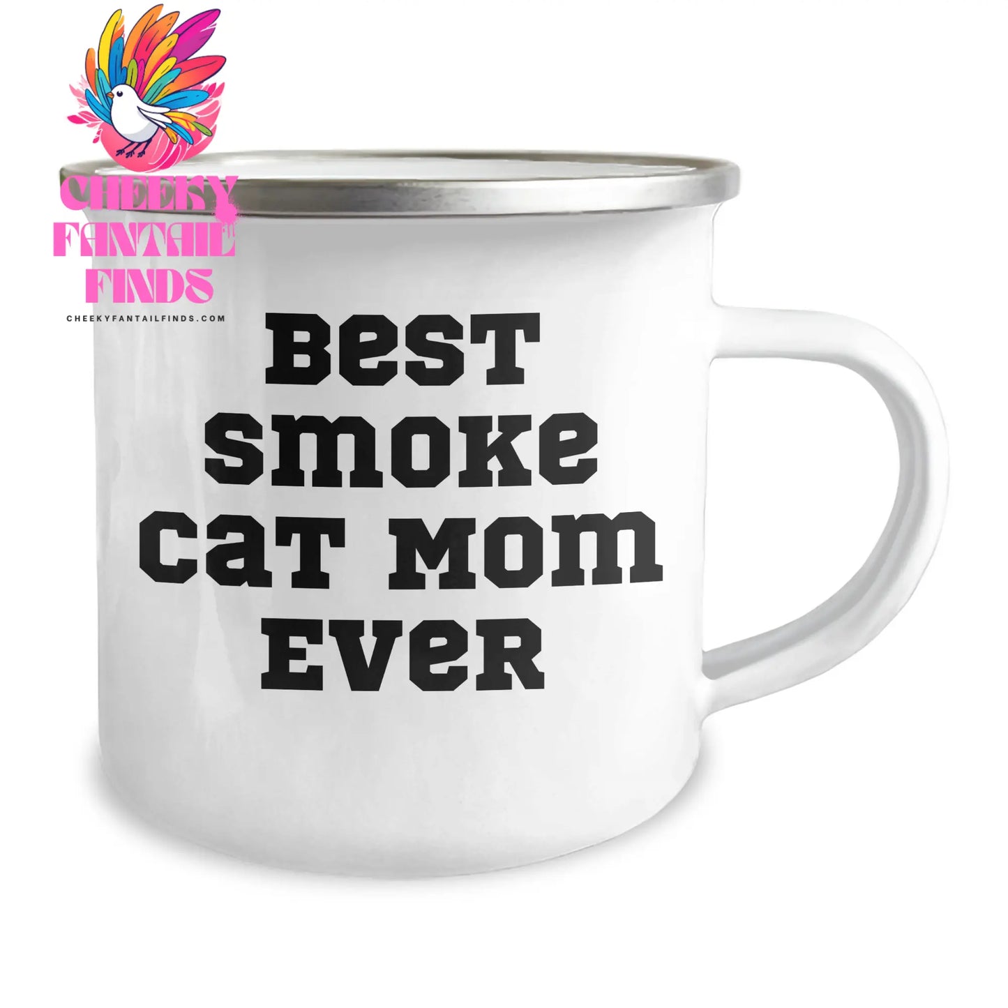 Cute 12oz Smoke Cat Mom Ever Enamel Camping Mug | Gifts for Cat Lovers | Funny Mother's Day Unique Gifts from Daughter | Outdoor Adventure Campfire Gifts - Image 2