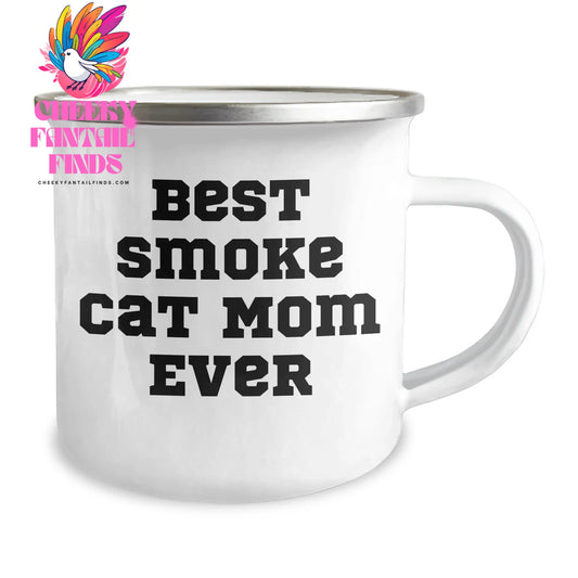 Cute 12oz Smoke Cat Mom Ever Enamel Camping Mug | Gifts for Cat Lovers | Funny Mother's Day Unique Gifts from Daughter | Outdoor Adventure Campfire Gifts - Image 2