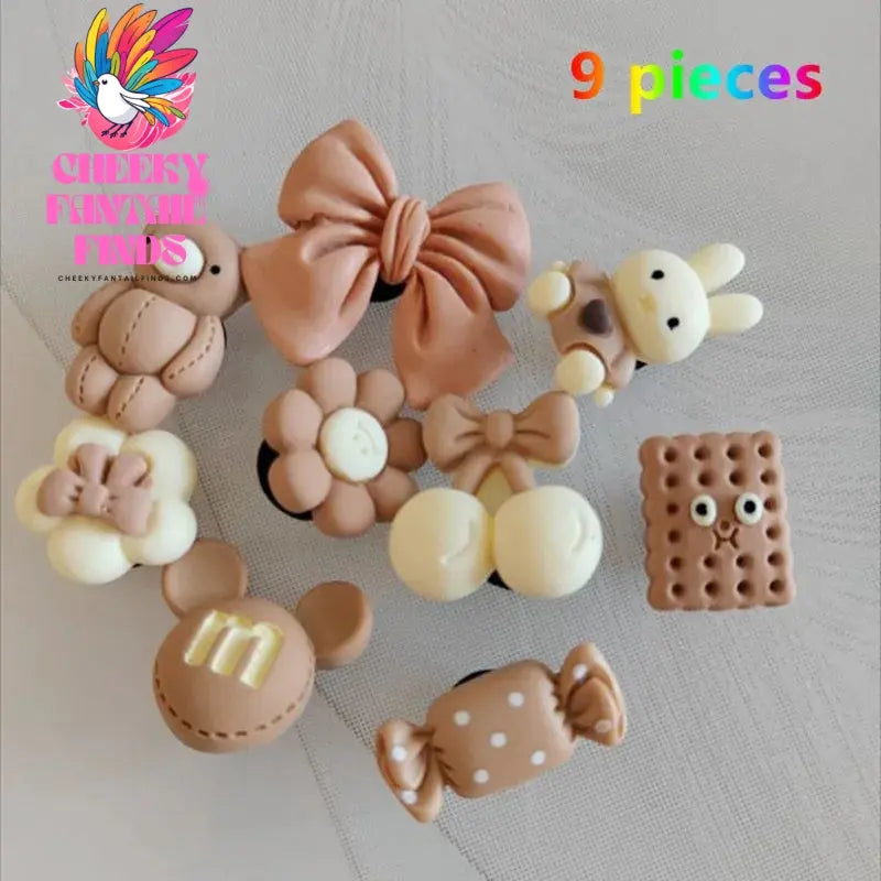 Cute Candy Girl Hole Shoe Charms Decorations Shoe Buckle Cartoon Biscuit Bear DIY Shoes Flower Accessories Cheeky Fantail Finds