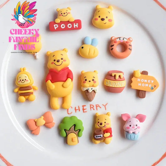 Cute Cartoon Winnie the Pooh Milk Tea Bear Rabbit Shoe Flower Charm Shoe Accessories DIY Detachable Shoe Buckle Cheeky Fantail Finds