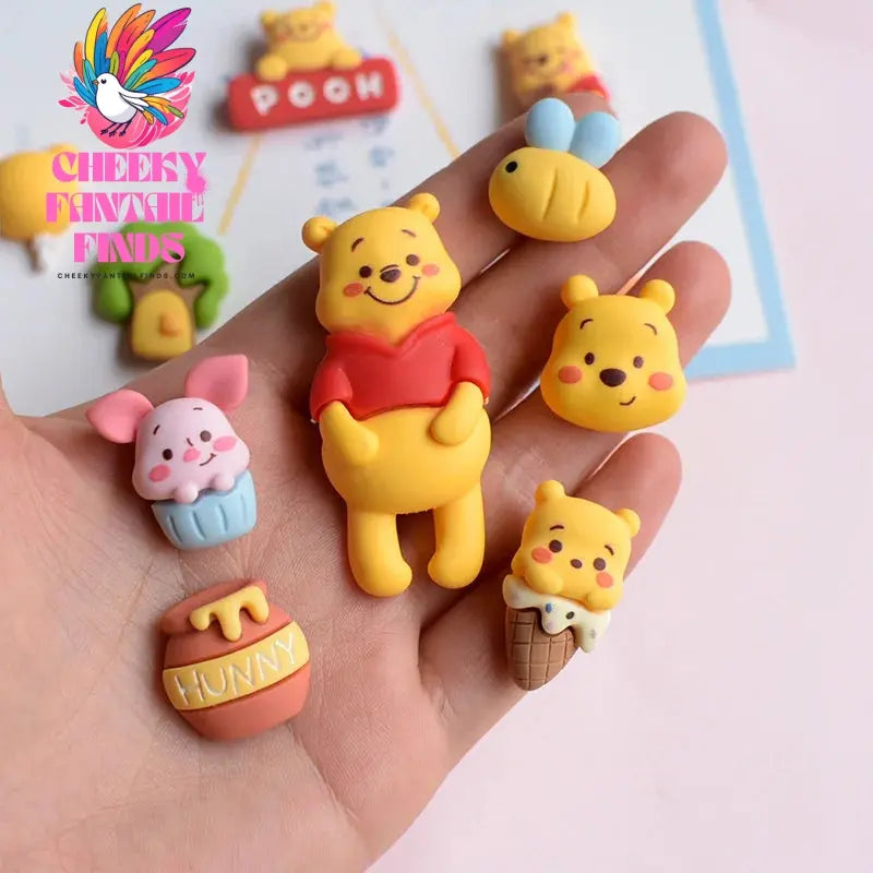 Cute Cartoon Winnie the Pooh Milk Tea Bear Rabbit Shoe Flower Charm Shoe Accessories DIY Detachable Shoe Buckle Cheeky Fantail Finds