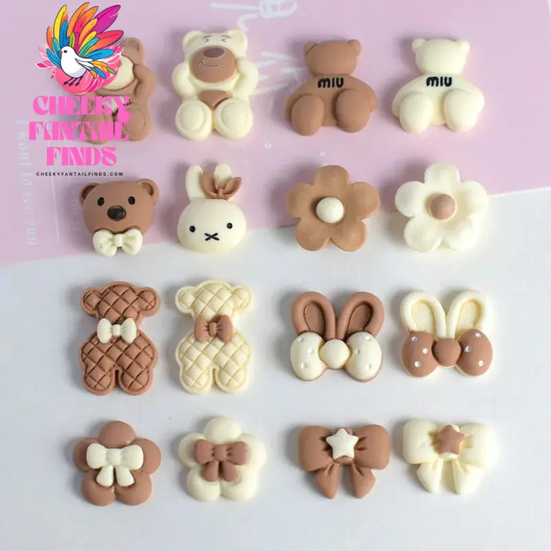 Cute Cartoon Winnie the Pooh Milk Tea Bear Rabbit Shoe Flower Charm Shoe Accessories DIY Detachable Shoe Buckle Cheeky Fantail Finds