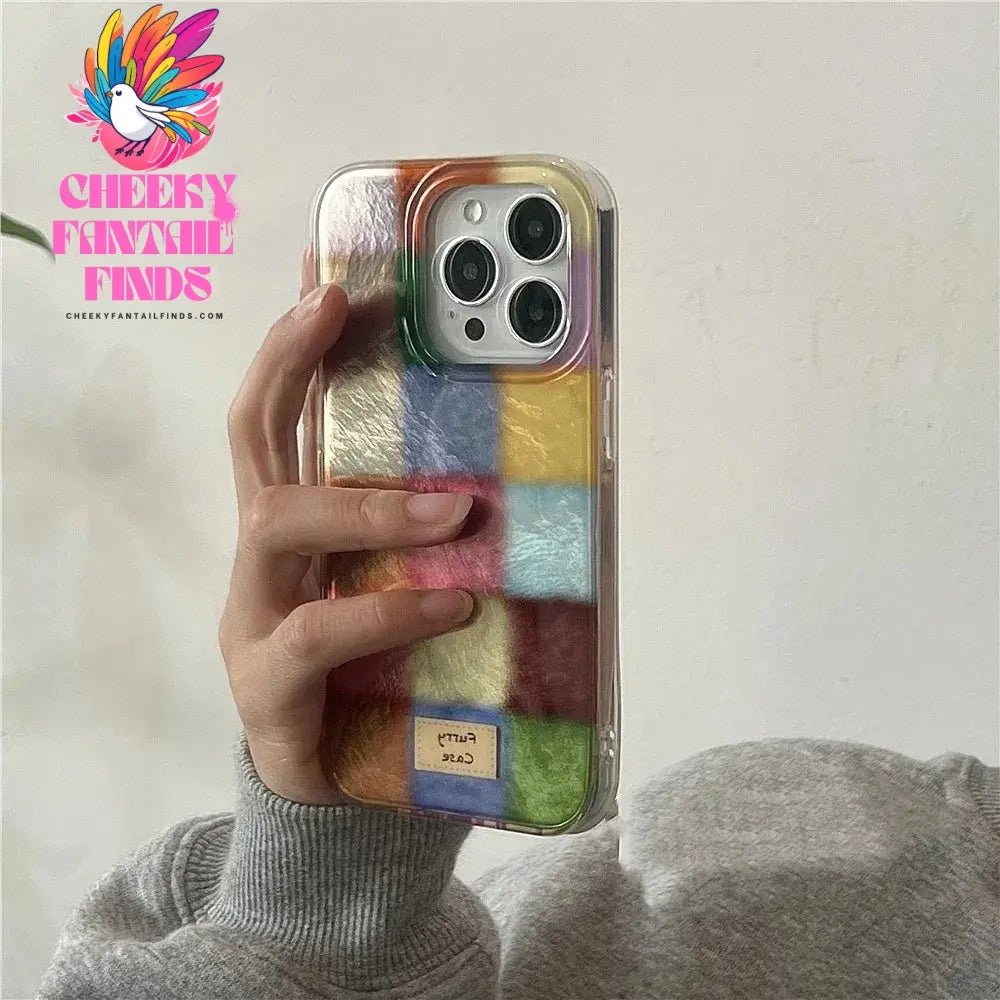 Cute Dopamine Color Block Match Plaid Clear Case For iPhone 16 15 14 13 12 11 Pro Max XS XR X SE 7 8 Plus Checkered Soft Cover Cheeky Fantail Finds