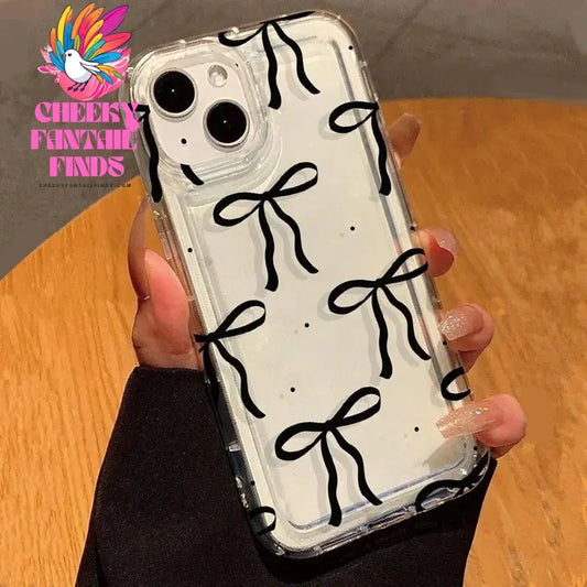 Cute Pink Heart Bow Case for IPhone 16 15 14 13 12 11 Pro Max 13 12Mini XS XR 7 8Plus SE 2022 Shockproof Soft Clear Cases Coque Cheeky Fantail Finds