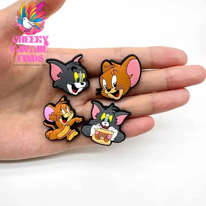 Cute Tom and Jerry Series Shoe Charms Set For Clogs Bogg Bag Bubble Slides Sandals PVC Shoe Decorations Beach Bag Accessories Cheeky Fantail Finds