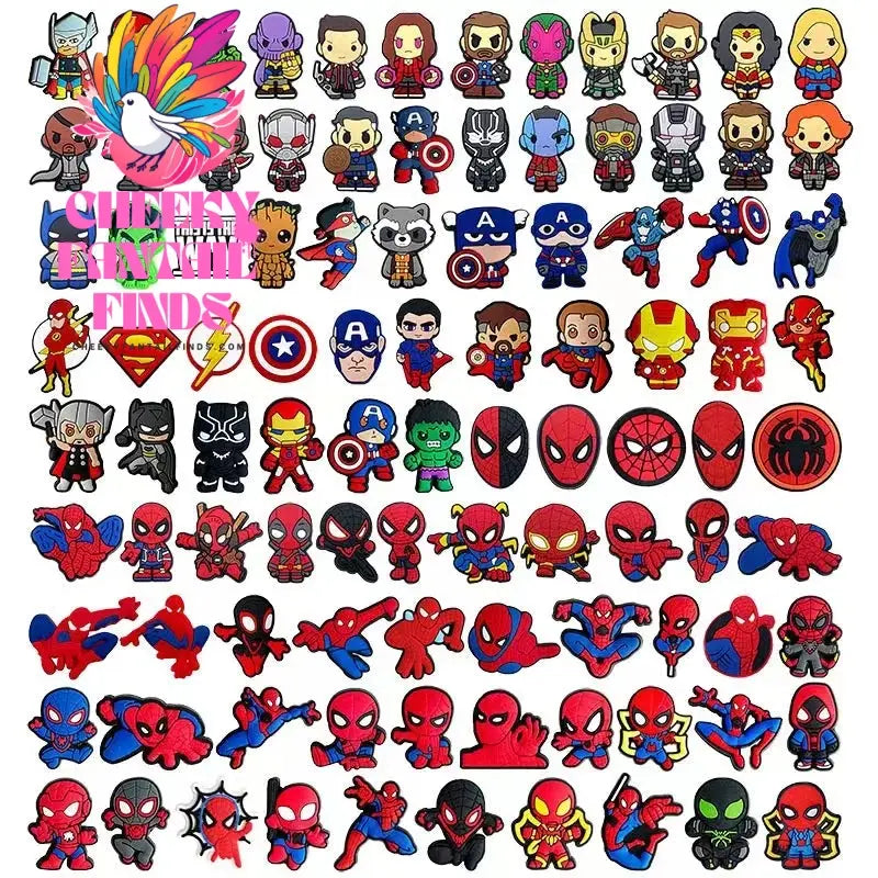 Cute superhero PVC shoes charms cute Cartoon DIY Sandals Accessories for clogs Decorations boy kids gift Cheeky Fantail Finds